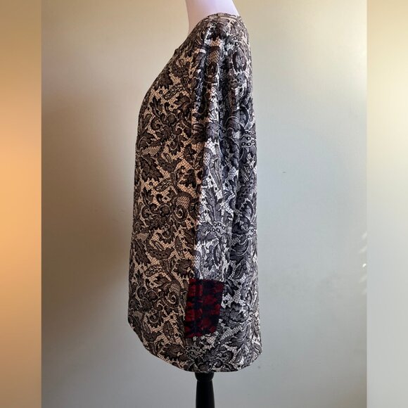 Lace Printed LIMELIGHT 2 PC Open Front Jacket Blazer with Red Lining - Picture 6 of 17